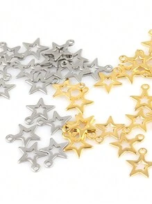 20 peças Pingentes de Aço Inoxidável em forma de Estrela para Bijuterias DIY de Pulseiras e Colares, Acessórios para Fazer Bijuterias