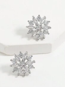 rakol Bông tai thiết kế hoa rhinestone - Bạc - Xem 3