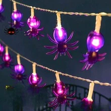 1pc LED Purple Small Spider String Lights, Halloween Decor Lights, Horror Atmosphere Setting Lights Halloween Decoration Room Decor Halloween Garden Decor For Gift Fairy Holiday Decor Festival Decor - Warm Color - View 12