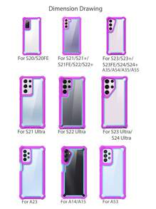 适用于三星 Galaxy S21 S22 S23 S24 S25 Plus Ultra A14 A34 A54 A15 A35 A55 5G 的重型防震透明 TPU 手机壳,防水防摔防刮,国际版,非国内版 - 紫色 - 查看 7
