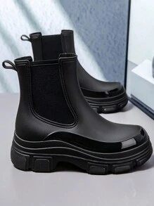 Fesd Ts Fashion Japanese Style Round-Toe Cardigan Pairing Short Rain Boots For Women, Slip-Resistant, Versatile Thick-Soled Ladies' Water Shoes For Outdoor Activities Such As Kitchen Work, Car-Washing And Water-Related Work - Black - View 11