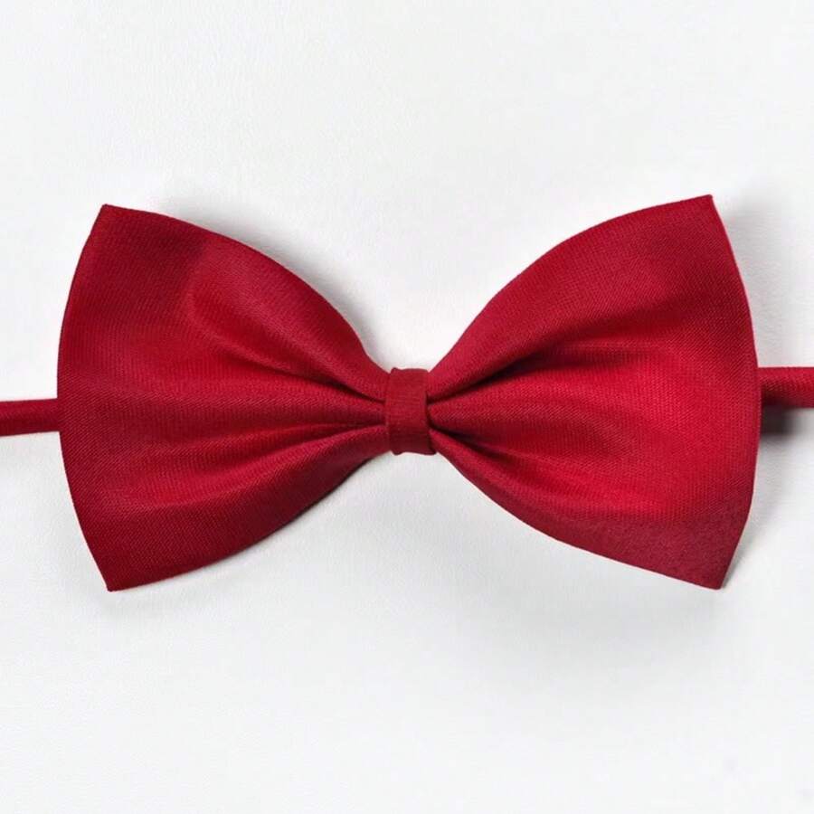 1pc Simple And Fashionable Bow Tie For Wedding/Dressy Occasions, British/Korean Style, Red/Black, Single Layer, Suitable For Men And Women For Daily Wear - Multicolor - View 1