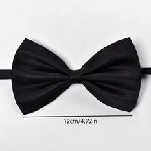 1pc Simple And Fashionable Bow Tie For Wedding/Dressy Occasions, British/Korean Style, Red/Black, Single Layer, Suitable For Men And Women For Daily Wear - Multicolor - View 4
