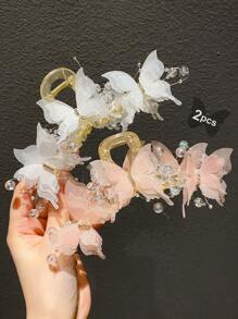 1/2/4件女士蝴蝶爪夹2024新款时尚高端甜美发夹枕发爪发夹 - 彩色 - 查看 16