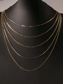 1 件意大利 2 毫米扁平镀金朋克项链链男式女式 DIY 链式链优雅爱心项链时尚珠宝 16 英寸 - 30 英寸日常派对佩戴或情人节礼物 - 金色 - 查看 5