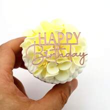 3 pièces Gâteau miroir acrylique à inscription joyeux anniversaire faite à la main pour la décoration de gâteau et de cupcake pour les fêtes, la rentrée scolaire, la Saint-Valentin