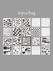 20 Stücke/Heft Aufkleber Scrapbooking Zubehör, Graffiti-Stil kleine Aufkleber, dekoratives Notizbuch Foto-Rahmen Handyhülle Hintergrundpapier Papiermüll Magazin DIY-Verpackungspapier