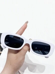 1 件装小框时尚眼镜女简约方形新款时尚眼镜时尚朋克街拍时尚眼镜 - 彩色 - 查看 5