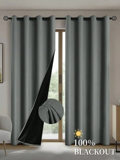1入/2入組具有保溫隔熱塗層襯裡的遮光窗簾，適用於客廳、臥室、廚房、浴室、家居裝飾及房間裝飾