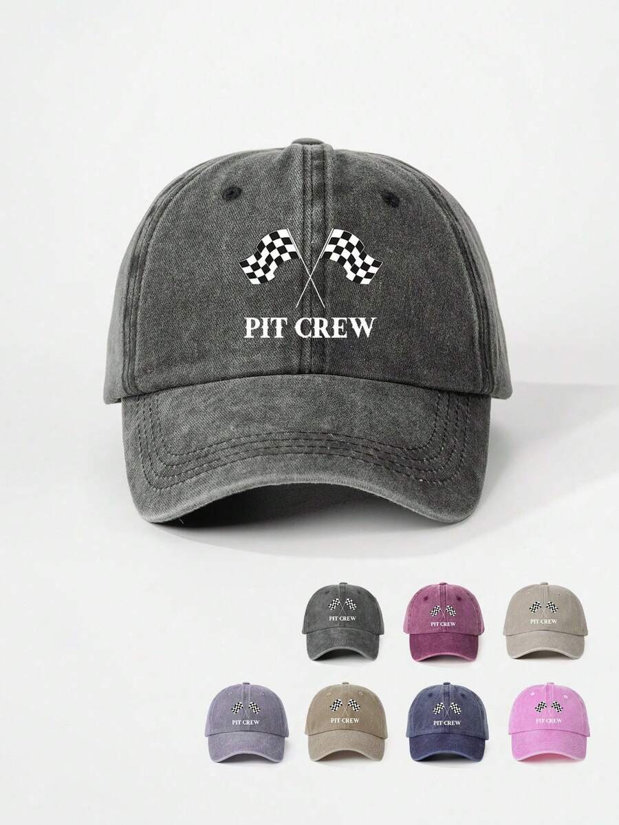 1 chiếc mũ bóng chày in họa tiết ca rô đen trắng PIT CREW cho bé gái, mũ thường ngày chống nắng có thể điều chỉnh ngoài trời cho du lịch mùa xuân/thu, kỳ nghỉ bãi biển, mũ chống nắng cho bé trai, mũ thanh thiếu niên phong cách Y2K - in - Xem 1