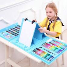 208pcs/Set Children Student Drawing Tool Combination Set, Wax Crayon & Watercolor Pen Washable (Pattern Accessories & Colors Random), Beginner Painting Set, Christmas Gift For Kids,Back To School