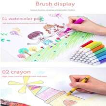 208pcs/Set Children Student Drawing Tool Combination Set, Wax Crayon & Watercolor Pen Washable (Pattern Accessories & Colors Random), Beginner Painting Set, Christmas Gift For Kids,Back To School