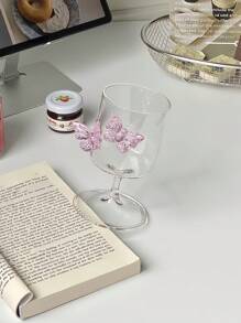1pc Butterfly Stem Champagne Glass, Cocktail Wine Glass, High Borosilicate Glass Cup, Suitable For Dessert Shop, Home, Office, Gifts