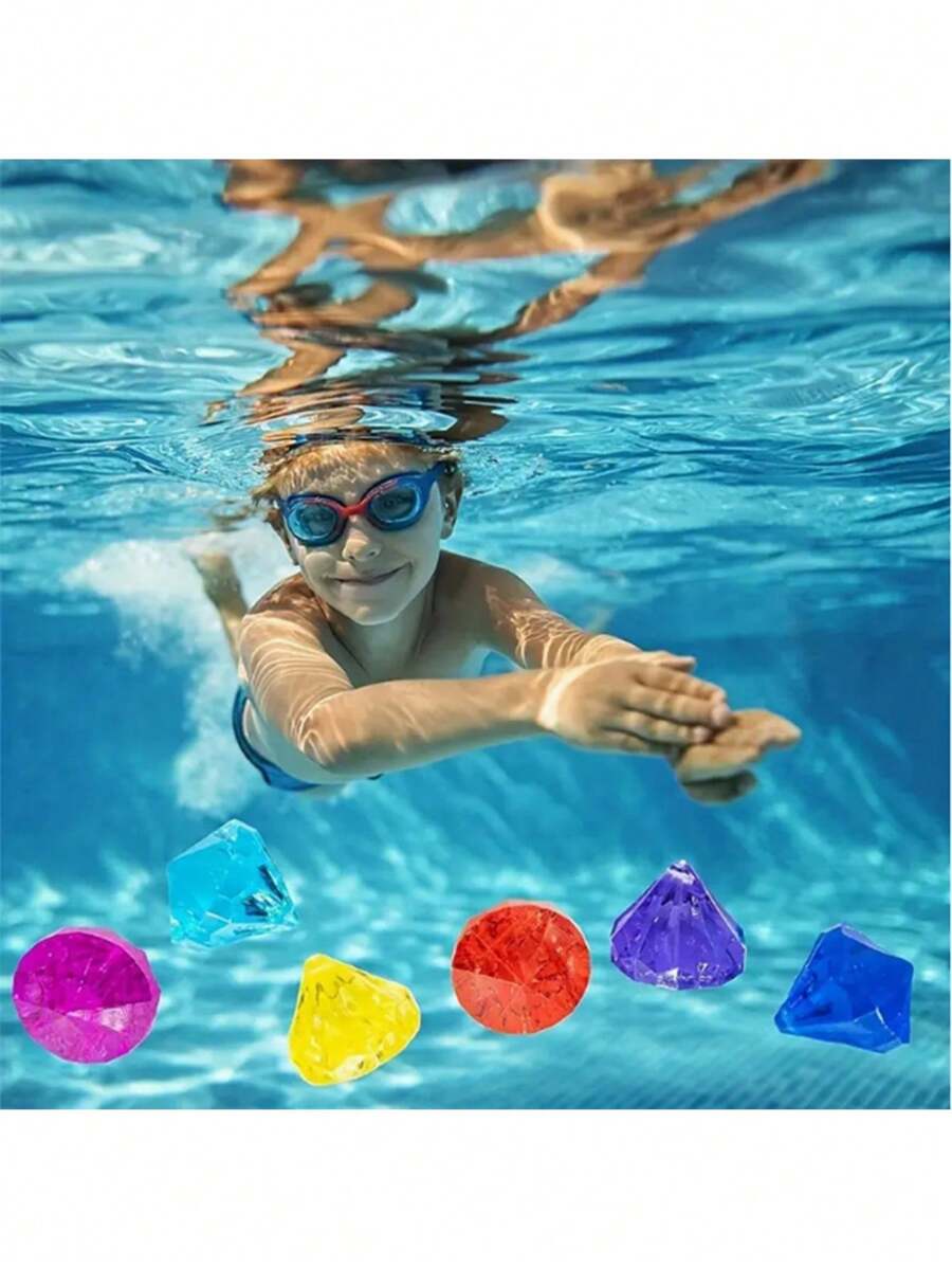 60pcs Diving Gem Pool Toys Colorful Rhinestone Set And Treasure Pirate