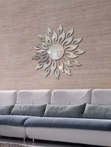 1 pieza Calcomanía de espejo de girasol de acrílico para decoración de pared en la sala de estar, dormitorio - Multicolor - Ver 5