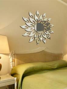 1 pieza Calcomanía de espejo de girasol de acrílico para decoración de pared en la sala de estar, dormitorio - Multicolor - Ver 4