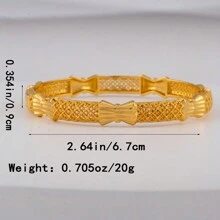 1pc 24K Gold Plated Women's Fashion Bracelet, African//Nigerian Traditional Luxury Open Bangle For Bride Wedding Party, Jewelry Accessories
