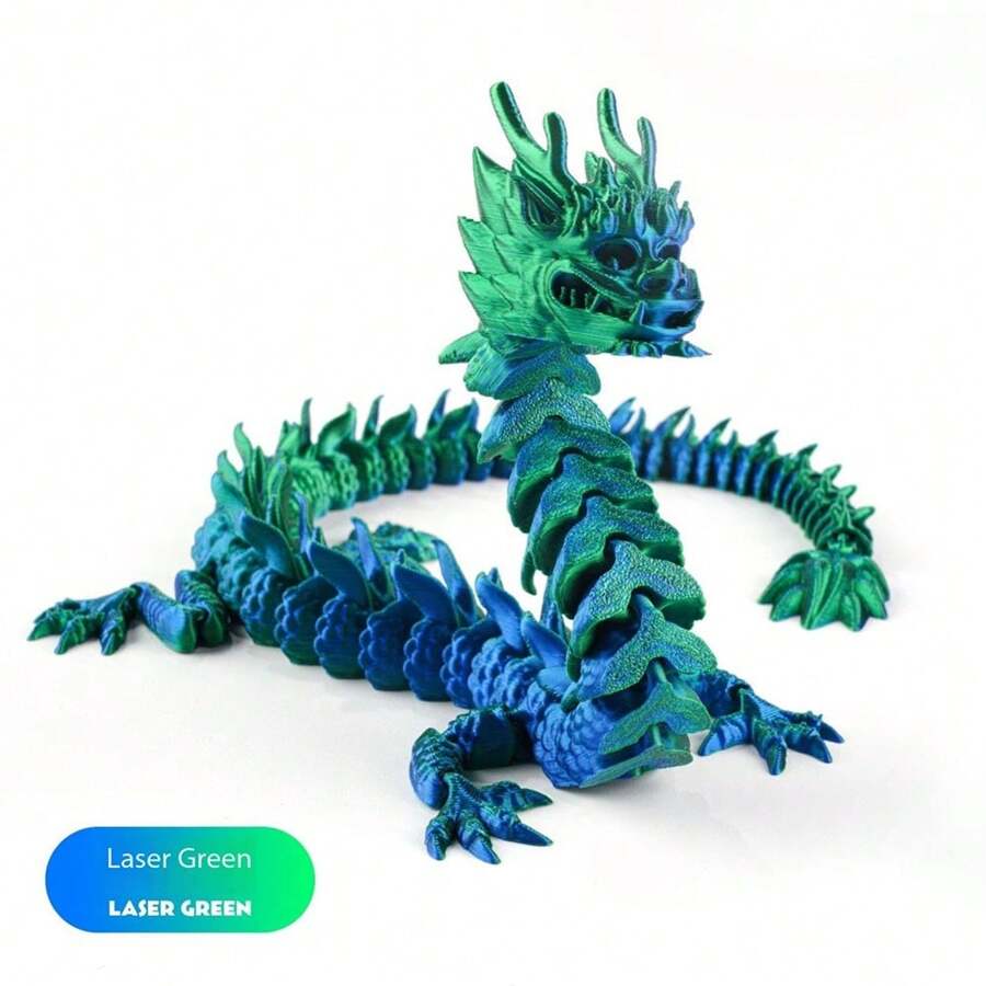 1pc 3D Printed Chinese Dragon Figurine, Moveable & High Precision, Creative Dragon Display/Play, Gift Idea (Please Refer To The Actual Product For Color Discrepancy As It Is 3D Printed)