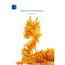 1pc 3D Printed Chinese Dragon Figurine, Moveable & High Precision, Creative Dragon Display/Play, Gift Idea (Please Refer To The Actual Product For Color Discrepancy As It Is 3D Printed)