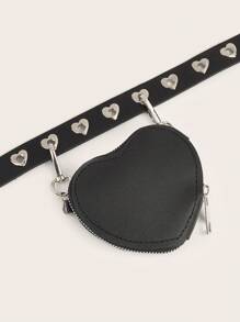 1 Stück Damen Y2K Taillengürtel mit abnehmbarer Mini-Herz-Metall-Ösen-Hüfttasche, Punk-Stil Modeaccessoire für Sommer, Schule, Herbst, Halloween - A - Übersicht 3