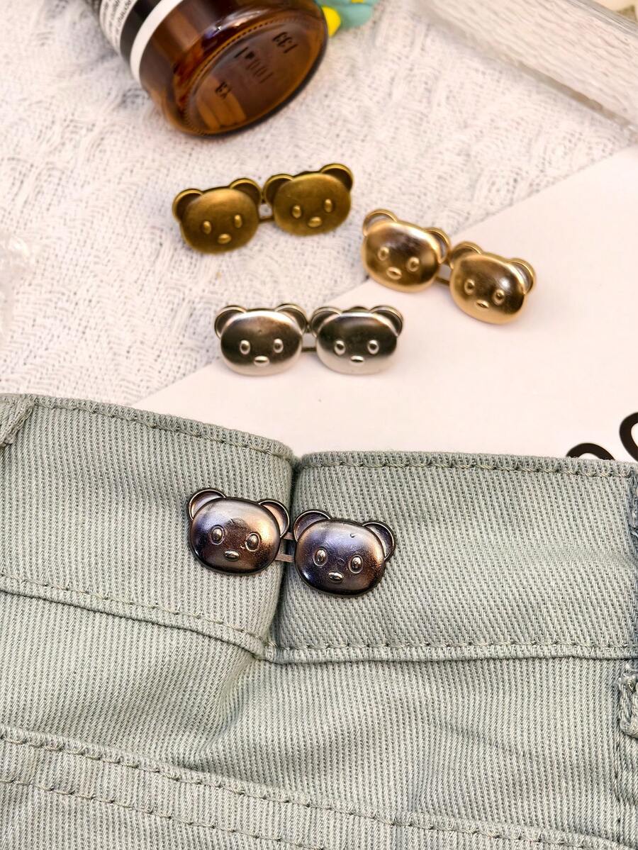 1入組/4入組可拆式卡扣，可愛熊形輪廓，輕鬆調整牛仔褲腰圍，無需縫製 - 彩色 - 查看 1