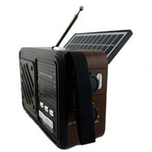Rádio Portátil Bluetooth Painel Solar Rádio com lanterna FM USB TF KA-8109 - Castanho - Visão 6