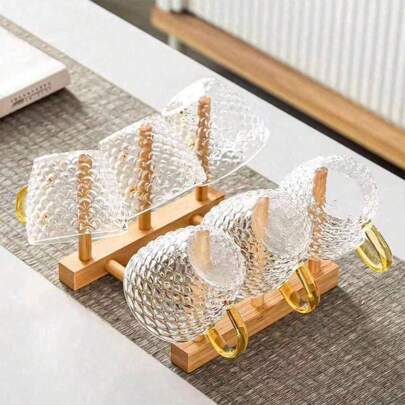 Set de 12/6/4/2 piezas de vasos de vidrio transparente con diseño de escamas de pescado, tazas de té pequeñas, tazas de té con asa, resistentes al calor, aptos para uso doméstico, infusión de té, café, etc.