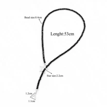 1pc Women's Stainless Steel Letter & Star Crystal Beaded Necklace - Silver - View 2