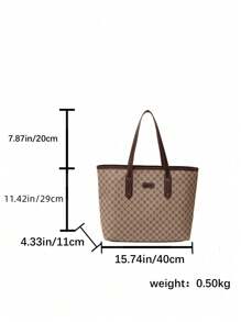 SHIMEINI 2025 经典时尚提花大容量单肩手提包，适合女性日常使用、办公、返校、旅行、度假和礼物 - 卡其色 - 查看 7