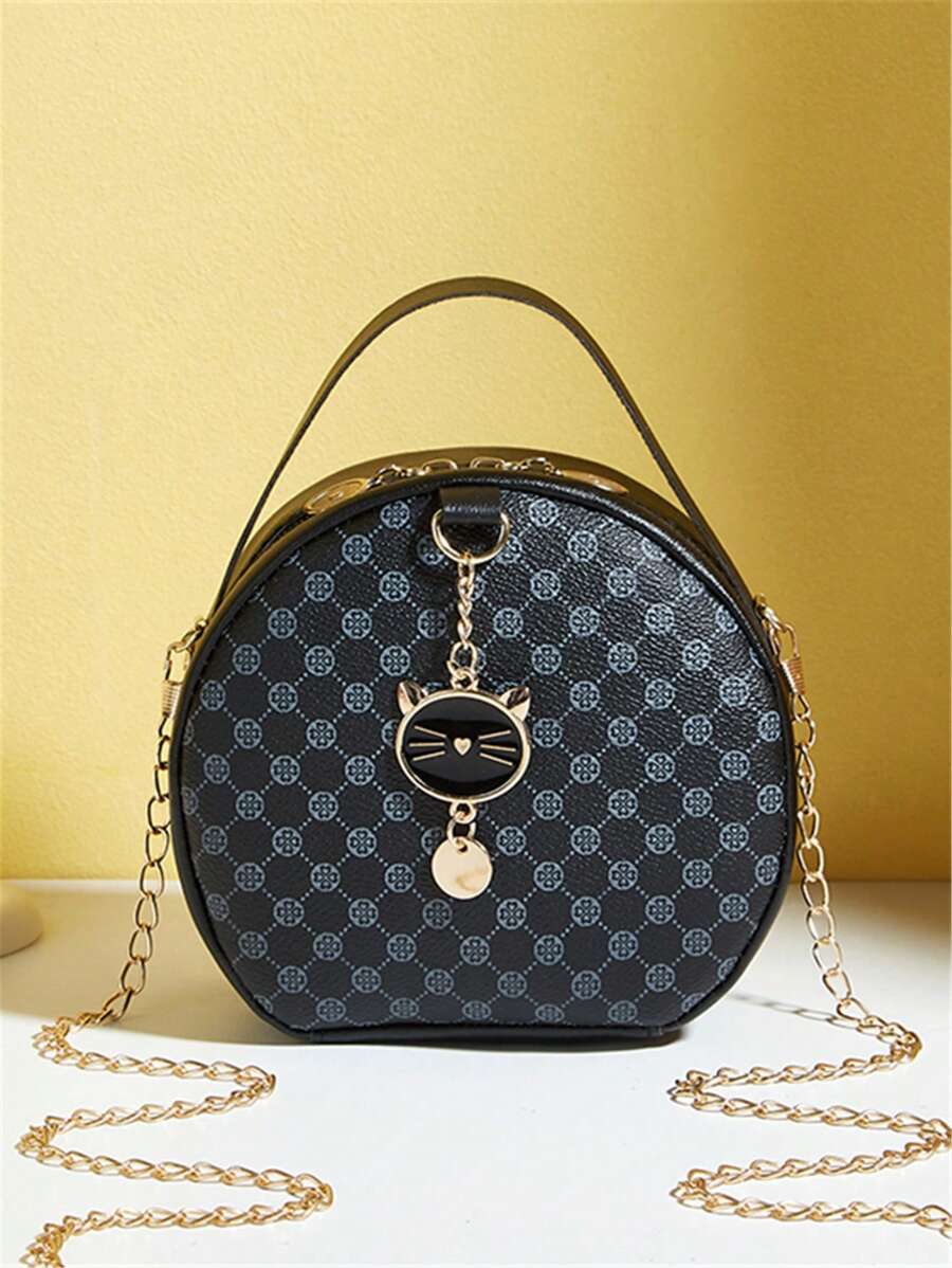 2024 New High-End Printed Bag, Spring Ladies' Versatile Shoulder & Crossbody Bag - Black - View 1