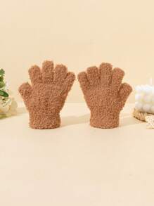 1 Pair Unisex Kids Candy Color Thickened Knitted Half-Fleece Five-Finger Gloves, Autumn/Winter - 1Pair - View 30
