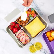 1pc Divided Sealed Fruit Box Salad Box, Office Worker, Work Microwave Oven Heating Bento Box, With Tableware Lunch Box, Suitable For Work And Travel Christmas Gift - Light Grey - View 5