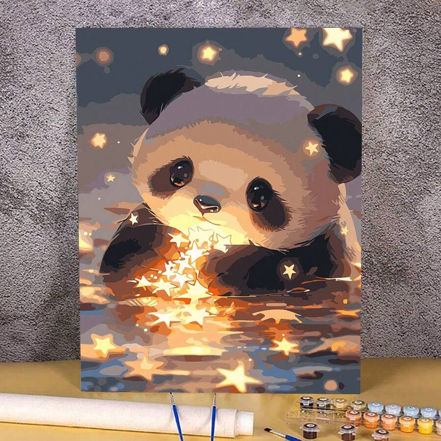 熊貓畫套裝，包括DIY數字畫和油畫，帶有富有想像力的動物設計