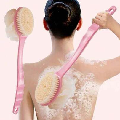 1 件双面二合一长柄沐浴刷带沐浴球，软毛按摩沐浴刷，磨砂沐浴刷家居浴室装饰秋季装饰返校
