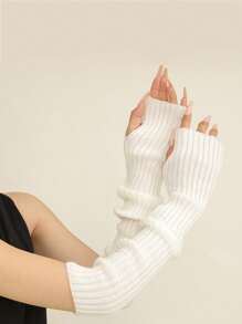 1 paire de manchettes épaisses pour femmes, gants sans doigts à design long pour l'automne et l'hiver, manches tricotées chaudes pour la protection contre le froid