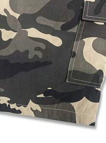 男裝迷彩非彈力貨運短褲，多口袋耐用夏季短褲，適用於戶外穿著 - 卡其色 - 查看 3