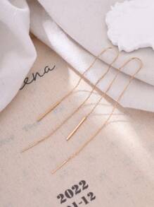 Nooxian 1對時尚長流蘇集成聲明式耳線耳環，適用於女性 - 金黃色 - 查看 4