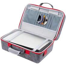 PS5 Carrying Case,PS5 Gaming Storage Bag,Xkimos EVA Travel Bag Compatible Playstation 5 Disc Console,Portable Cross-Body Hanging On A Suitcase Rugged,Waterproof,Large Capacity,PS5 Game Console (Grey) - Grey - View 10