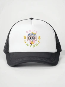 1 件印花“ANITA MAX WYNN”拼色网眼帽，户外休闲帽，适合旅行海滩度假，男女通用时尚 Y2K 风格太阳帽 - 印刷 - 查看 3