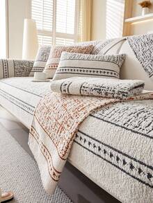 1入厚實的絨布沙發坐墊，現代簡約風格，防滑可洗沙發套，防塵，全年適用，適用於L形沙發和1、2、3、4人沙發 - 黑色 - 查看 5