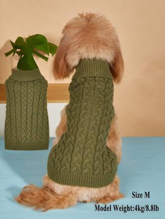 1pc Autumn/Winter New Dog Sweater, Comfortable Knitted High Stretch Multicolor Braided Design, Collared Pet Pullover