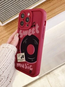 1 件卡通唱片设计孔相机保护防震手机壳兼容 11 Pro Max/12 Pro Max/13 Pro Max/14 Pro Max/15 Pro Max/16 Plus/16 Pro Max、Redmi、OPPO/Realme、VIVO、Infinix、Honor、One Plus 防水防摔防刮 - 酒紅色 - 查看 2