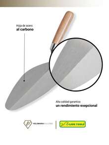 Cuchara Para Albañil Guadalajara 9 Pulgadas Mango Madera Herramienta De Construcción - Gris - Ver 4