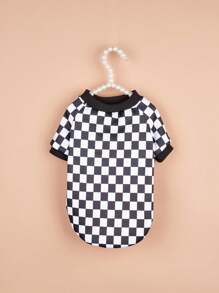 Áo hoodie họa tiết ô vuông hình gấu bông, chó và mèo phong cách Hàn Quốc, áo phông thú cưng - Đen và trắng - Xem 13