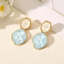 1pair Geometric Resin Water Ripple Design Everyday Earrings - Geometric - View 11