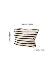 1PC Two Tone Striped Handbag, Simple Striped Travel Storage Bag, Striped Cosmetics Wallet, Large Capacity Striped Travel Makeup Bag: Perfect For Outdoor Beauty. For Fall Home Decor For Travel Storage Bag, Makeup Bag, Vacation And Festival Halloween Christmas Multifunctional Use, Boho Vibes, For Holiday Beach, Bathroom Collection, Bedroom Collection, Large Capacity - Black Rice Stripes - View 3