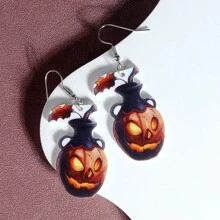 1pair Halloween Earrings, Horror Puppet Doll & Pumpkin Vase Design, Suitable For Women To Wear For Halloween Or Daily - Cartoon - View 5
