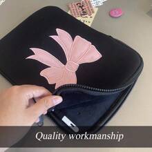 1 Stück High Beauty Girl Heart Ins Schwarz Bestickte Rosa Schleife Tablet Innentasche 11/13/15 Zoll Laptop Aufbewahrung