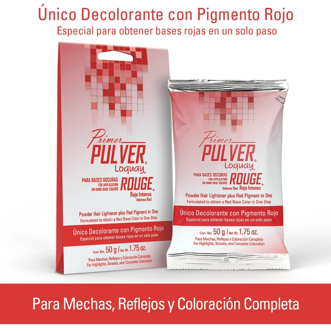Primer Pulver Rouge Polvo Decolorante Pulver Rouge Formulado Para Tonos Rojos Loquay 50g - Rojo - Ver 1
