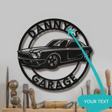 Letrero de metal personalizado para el coche, letreros de coche para el garaje, letrero con nombre de coche, coche deportivo, letrero de metal para el garaje, letrero para la cueva de hombres, regalos para mecánicos, 1 pieza multifuncional, reutilizable, exquisita, moderna, de alta calidad, personalizad, única, regalo ideal para él, ella, novio, novia, mamá, papá, familia, amigos para el Día de la Madre, cumpleaños, Día del Niño, graduación, bodas, para el día de inauguración de la casa, sala de estar, dormitorio, sala de té, hogar, comedor, oficina, escuela, jardín, decoración del Día de San Valentín - Negro - Ver 3